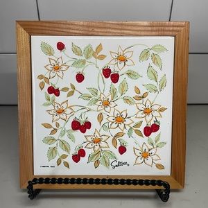 VTG Ceramic & Wood Trivet / Wall Decor